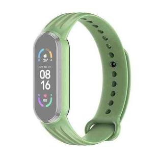 For Xiaomi Mi Band 6 / 5 Willow Texture Silicone Watch Band(Matcha Green)