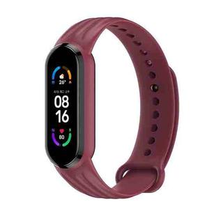 For Xiaomi Mi Band 6 / 5 Willow Texture Silicone Watch Band(Wine Red)