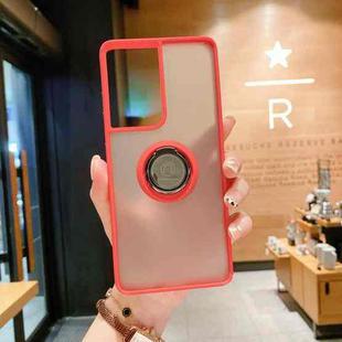 For Samsung Galaxy S21 Ultra 5G Q Shadow I Ring Kickstand PC and TPU Hybrid Phone Case(Red)