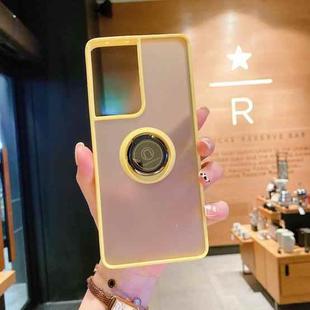 For Samsung Galaxy S21 Ultra 5G Q Shadow I Ring Kickstand PC and TPU Hybrid Phone Case(Yellow)
