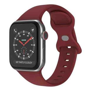 Butterfly Buckle Silicone Watch Band, Size: S For Apple Watch Series 9&8&7 41mm / SE 3&SE 2&6&SE&5&4 40mm / 3&2&1 38mm(Wine Red)
