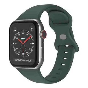 Butterfly Buckle Silicone Watch Band, Size: L For Apple Watch Series 8&7 41mm / SE 2&6&SE&5&4 40mm / 3&2&1 38mm(Olive Green)