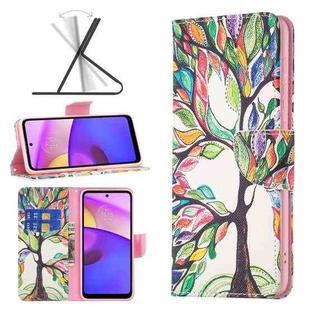 For Motorola Moto E40 / E30 Colored Drawing Pattern Leather Phone Case(Tree Life)