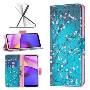 For Motorola Moto E40 / E30 Colored Drawing Pattern Leather Phone Case(Plum Blossom)