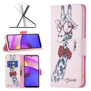 For Motorola Moto E40 / E30 Colored Drawing Pattern Leather Phone Case(Deer)