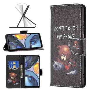 For Motorola Moto G22 Colored Drawing Pattern Leather Phone Case(Bear)