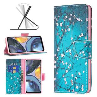 For Motorola Moto G22 Colored Drawing Pattern Leather Phone Case(Plum Blossom)