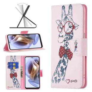 For Motorola Moto G31 / G41 Colored Drawing Pattern Leather Phone Case(Deer)