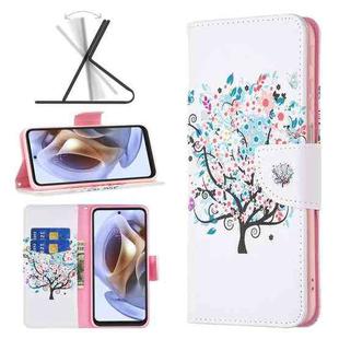 For Motorola Moto G31 / G41 Colored Drawing Pattern Leather Phone Case(Tree)