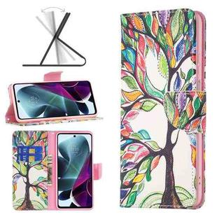 For Motorola Moto G200 5G / Edge S30 5G Colored Drawing Pattern Leather Phone Case(Tree Life)