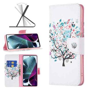 For Motorola Moto G200 5G / Edge S30 5G Colored Drawing Pattern Leather Phone Case(Tree)