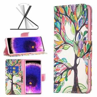 For OPPO Find X5 Colored Drawing Pattern Leather Phone Case(Tree Life)