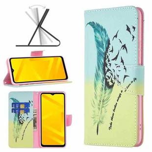 For ZTE Blade A71 Colored Drawing Pattern Leather Phone Case(Feather)