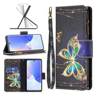 For Honor 50 / Huawei nova 9 Colored Drawing Pattern Zipper Leather Phone Case(Big Butterfly)