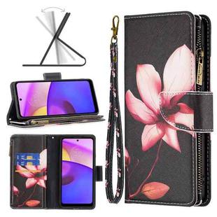 For Motorola Moto E40 / E30 Colored Drawing Pattern Zipper Leather Phone Case(Lotus)