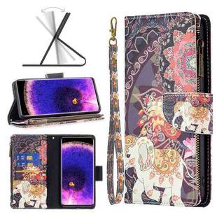 For OPPO Find X5 Colored Drawing Pattern Zipper Leather Phone Case(Flower Elephants)