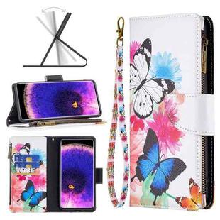 For OPPO Find X5 Colored Drawing Pattern Zipper Leather Phone Case(Two Butterflies)