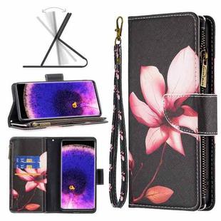 For OPPO Find X5 Colored Drawing Pattern Zipper Leather Phone Case(Lotus)