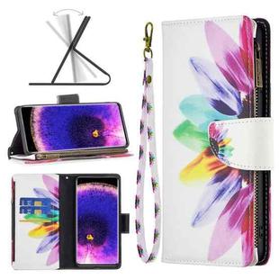 For OPPO Find X5 Colored Drawing Pattern Zipper Leather Phone Case(Sun Flower)