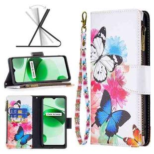 For OPPO Realme C35 Colored Drawing Pattern Zipper Leather Phone Case(Two Butterflies)