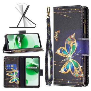 For OPPO Realme C35 Colored Drawing Pattern Zipper Leather Phone Case(Big Butterfly)