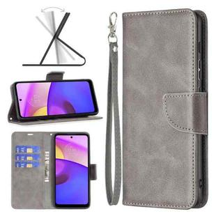 For Motorola Moto E40 / E30 Lambskin Texture Pure Color Leather Phone Case(Grey)