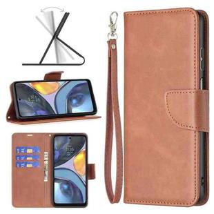 For Motorola Moto G22 Lambskin Texture Pure Color Leather Phone Case(Brown)