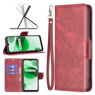 For OPPO Realme C35 Lambskin Texture Pure Color Leather Phone Case(Red)