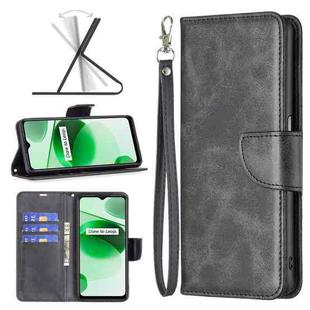 For OPPO Realme C35 Lambskin Texture Pure Color Leather Phone Case(Black)