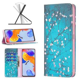 For Xiaomi Redmi Note 11 Pro International Colored Drawing Invisible Magnetic Leather Phone Case(Plum Blossom)