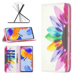 For Xiaomi Redmi Note 11 Pro International Colored Drawing Invisible Magnetic Leather Phone Case(Sun Flower)