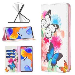 For Xiaomi Redmi Note 11 Pro International Colored Drawing Invisible Magnetic Leather Phone Case(Two Butterflies)