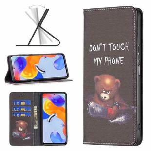 For Xiaomi Redmi Note 11 Pro International Colored Drawing Invisible Magnetic Leather Phone Case(Bear)