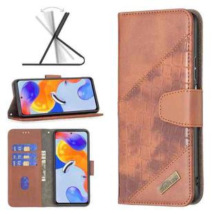 For Xiaomi Redmi Note 11 Pro International Matching Color Crocodile Texture Leather Case(Brown)