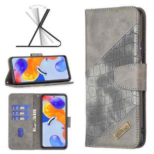 For Xiaomi Redmi Note 11 Pro International Matching Color Crocodile Texture Leather Case(Grey)
