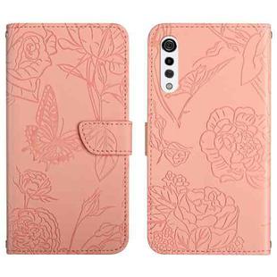 For LG Velvet 2 Pro Skin Feel Butterfly Peony Embossed Leather Phone Case(Pink)