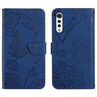For LG Velvet 2 Pro Skin Feel Butterfly Peony Embossed Leather Phone Case(Blue)