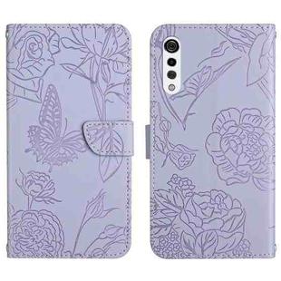 For LG Velvet 2 Pro Skin Feel Butterfly Peony Embossed Leather Phone Case(Purple)