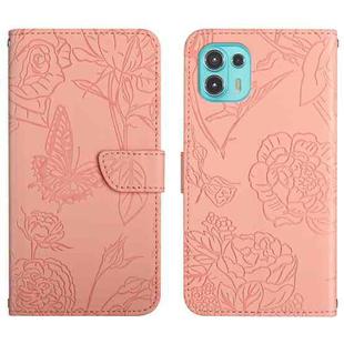 For Motorola Edge 20 Lite Skin Feel Butterfly Peony Embossed Leather Phone Case(Pink)