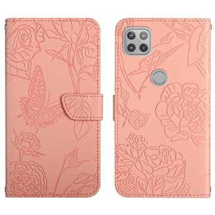 For Motorola Moto G 5G Skin Feel Butterfly Peony Embossed Leather Phone Case(Pink)