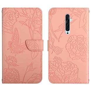 For OPPO Reno2 Z / F Skin Feel Butterfly Peony Embossed Leather Phone Case(Pink)