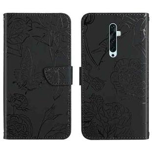 For OPPO Reno2 Z / F Skin Feel Butterfly Peony Embossed Leather Phone Case(Black)