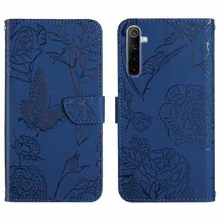 For OPPO Realme 6 Skin Feel Butterfly Peony Embossed Leather Phone Case(Blue)