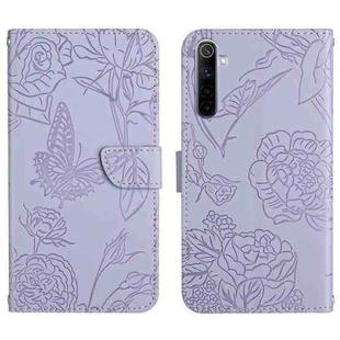 For OPPO Realme 6 Pro Skin Feel Butterfly Peony Embossed Leather Phone Case(Purple)