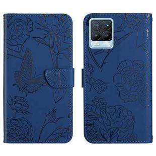 For OPPO Realme 8 / 8 Pro Skin Feel Butterfly Peony Embossed Leather Phone Case(Blue)