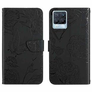 For OPPO Realme 8 / 8 Pro Skin Feel Butterfly Peony Embossed Leather Phone Case(Black)