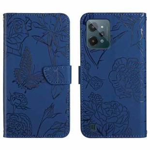 For OPPO Realme C31 Skin Feel Butterfly Peony Embossed Leather Phone Case(Blue)