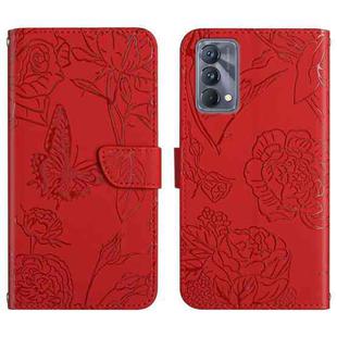 For OPPO Realme GT Master Skin Feel Butterfly Peony Embossed Leather Phone Case(Red)