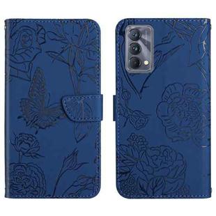 For OPPO Realme GT Master Skin Feel Butterfly Peony Embossed Leather Phone Case(Blue)