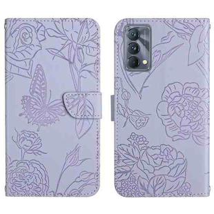 For OPPO Realme GT Master Skin Feel Butterfly Peony Embossed Leather Phone Case(Purple)